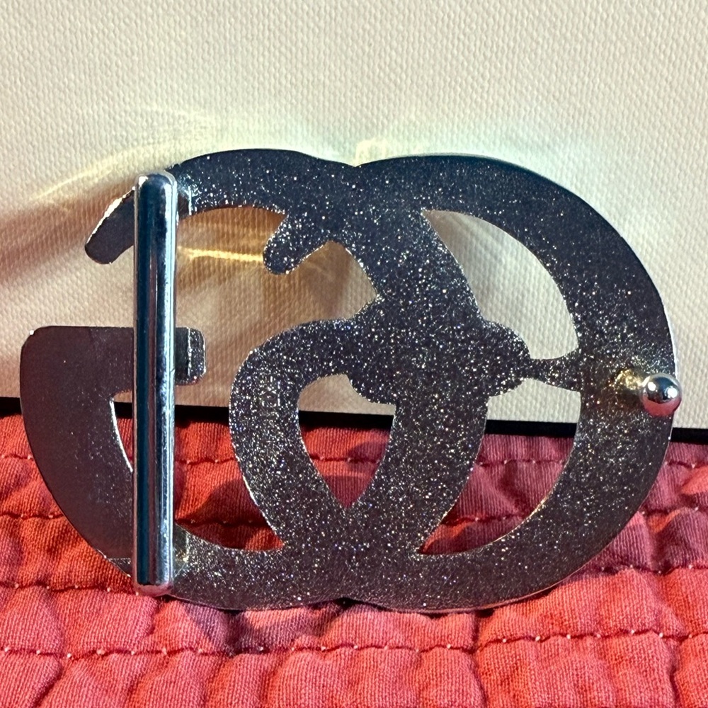 Gucci Silver Interlocking Double G Belt Buckle Textured Snake Design - Picture 4 of 8